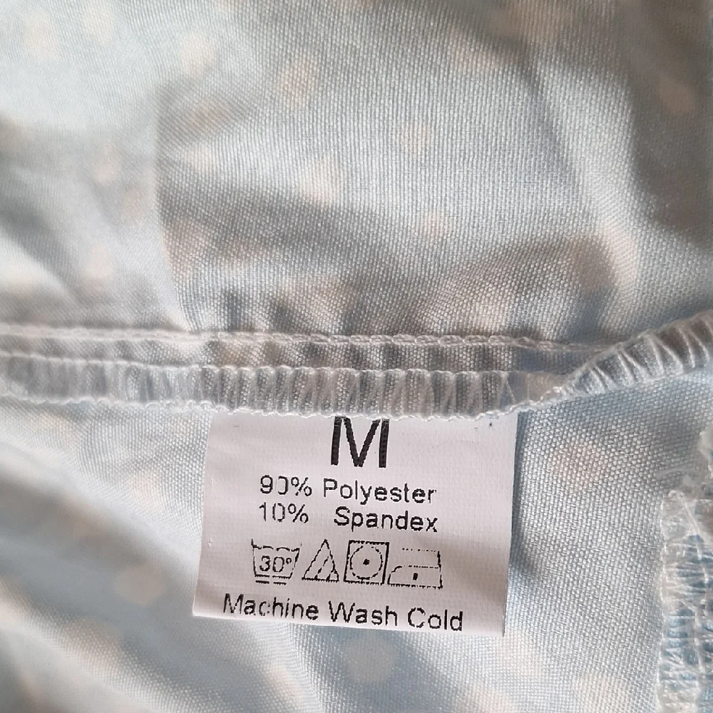 Light Blue Ruffled Two-Piece Set w/ Charming White Pattern BNWOT Size M - Picture 6 of 7